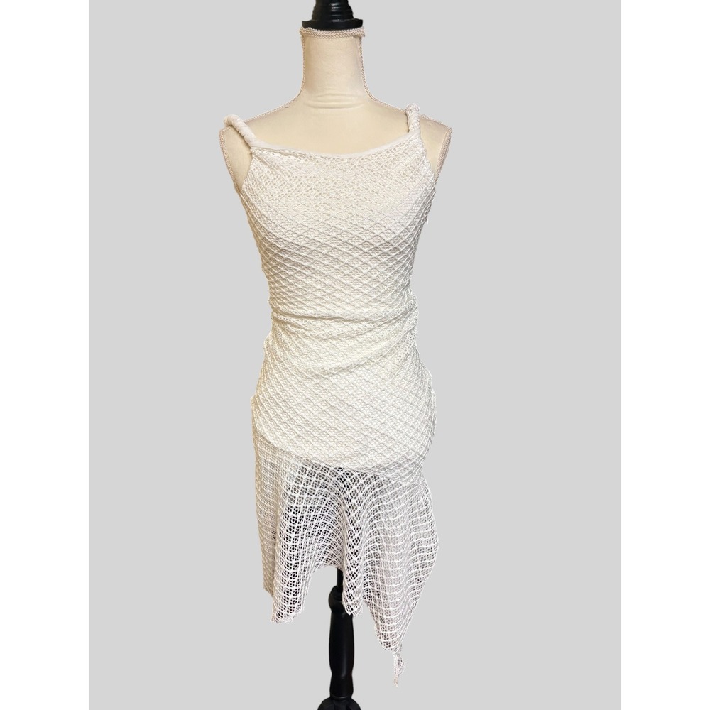 New NWT Peppermayo Ivory Huntah Asymmetric Crochet Off Shoulder Midi Dress - 4 - Picture 2 of 9